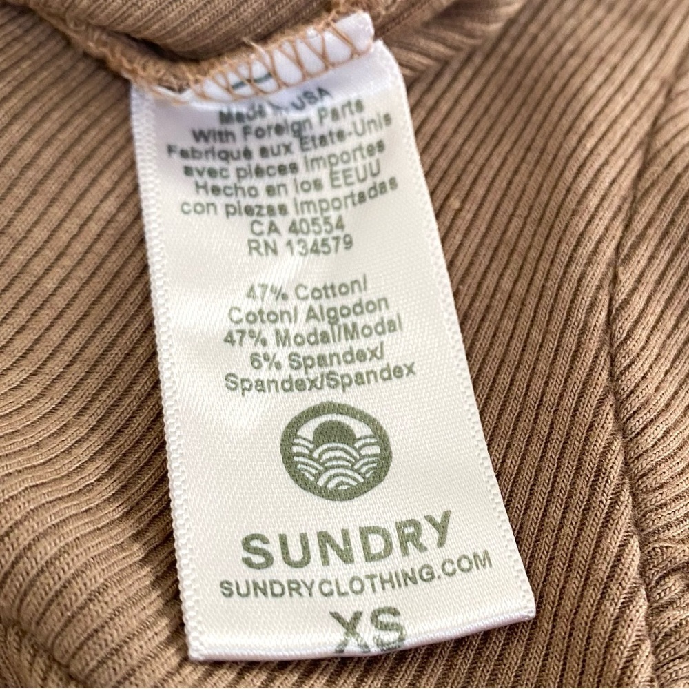 Sundry Ribbed 2 Piece Top Set, Puff Sleeve Turtleneck XS + Fitted Tee S NWT - Picture 8 of 15